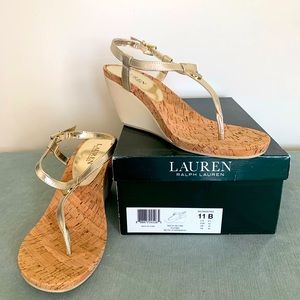 Ralph Lauren Gold 3.5in Wedge Sandal